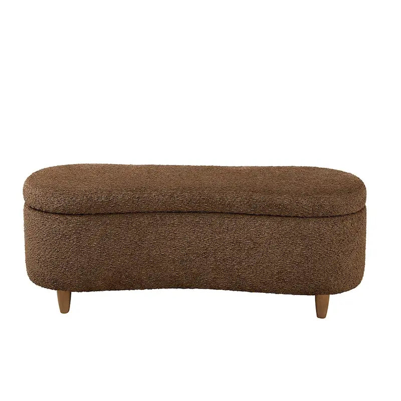 INK+IVY Bailey banc de rangement en bouclette taupe à dessus basculant