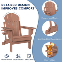 Chaise Adirondack pliante d'extérieur avec porte-gobelet