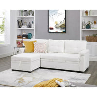 Canapé sectionnel convertible réversible avec lit escamotable, méridienne de rangement dissimulée et pieds durables