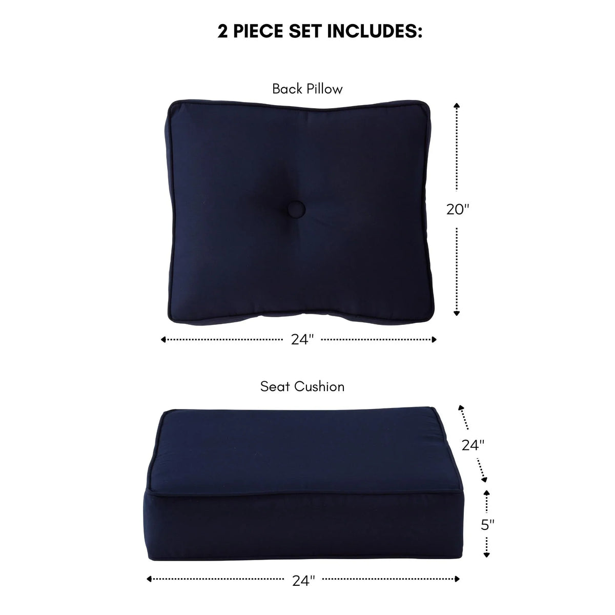 Sunbrella Ensemble de coussins d'extérieur à assise profonde premium 2 pièces