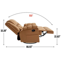 Fauteuil Inclinable Pivotant à Bascule en Tissu Lazy Boy, Grand Fauteuil Inclinable Manuel Surdimensionné avec Accoudoirs Matelassés et Dossier à Coussin