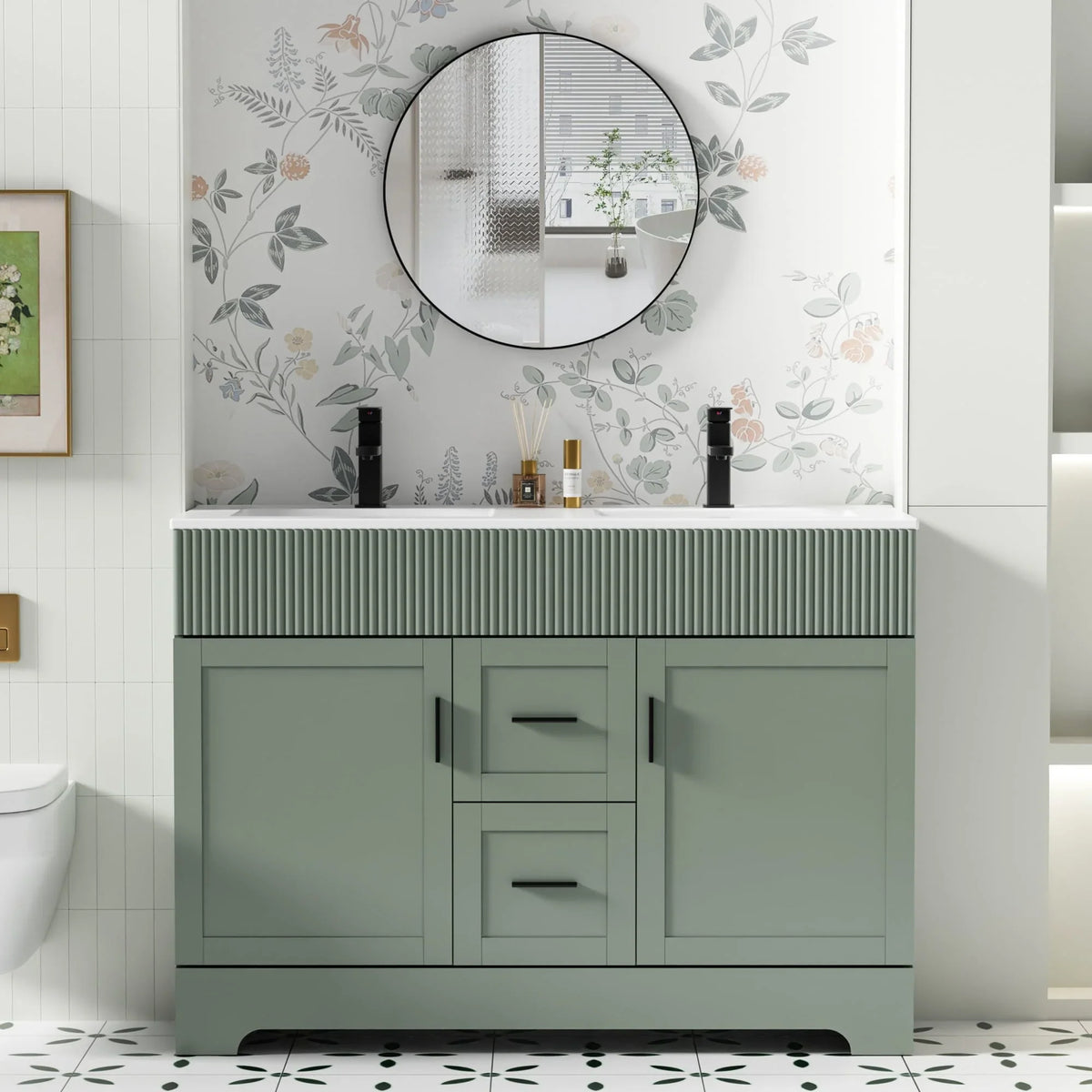 Wavy Line Ensemble meuble-lavabo de salle de bain 30/36/48 avec vasque & robinet