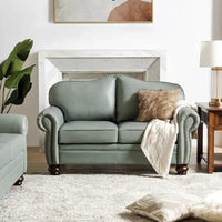 Canapé Angel Transitional en Cuir Véritable avec Dossier Capitonnée par HULALA HOME