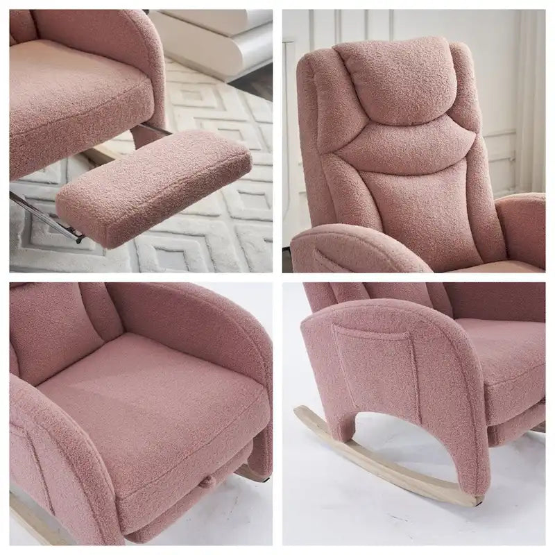 Fauteuil à Bascule d'Allaitement Ergonomique en Tissu avec Repose-Pieds Réglable