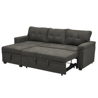 Canapé sectionnel convertible réversible avec lit escamotable, méridienne de rangement dissimulée et pieds durables