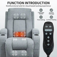 Fauteuil inclinable releveur électrique Lazy Boy, fauteuil de massage moderne à moteur unique avec chauffage lombaire, port de chargement USB, porte-gobelets