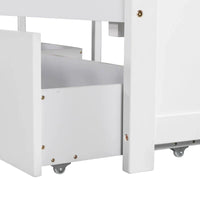 Lit plateforme en L moderne blanc de taille double avec lit gigogne et tiroirs pour chambre à coucher