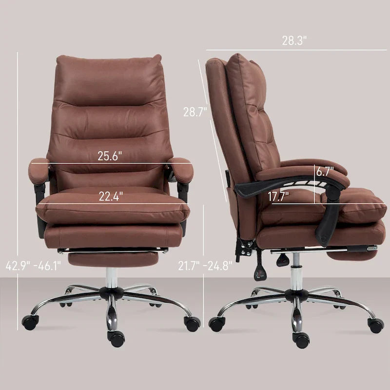 Vinsetto Chaise de bureau de massage inclinable chauffante à vibration en microfibre