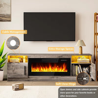 Bossin Meuble TV avec foyer 70 avec foyer électrique 36, meuble TV pour téléviseurs jusqu'à 80, LED 16 couleurs/meuble de divertissement