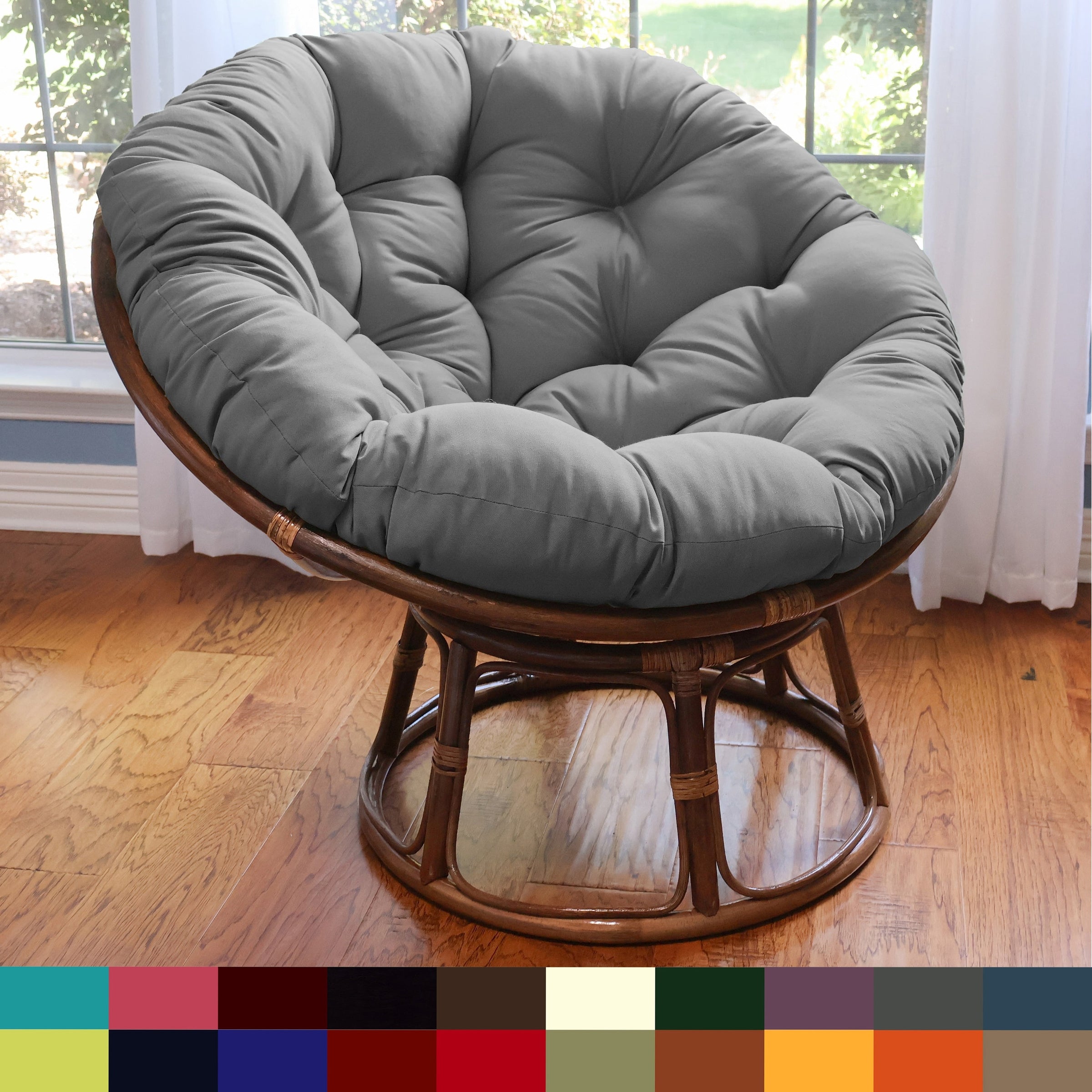 Bali Fauteuil papasan en rotin 42 pouces avec coussin en sergé