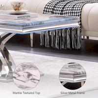 Table basse moderne de 48 po, table basse rectangulaire avec piédestal en X, tables basses pour salon