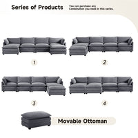 Canapé sectionnel en velours côtelé avec ottomans amovibles & coussins ultra-doux pour salon & chambre
