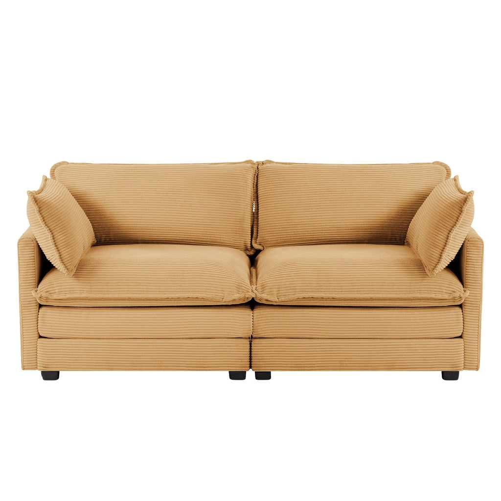 Canapé sectionnel en velours côtelé avec ottomans amovibles & coussins ultra-doux pour salon & chambre