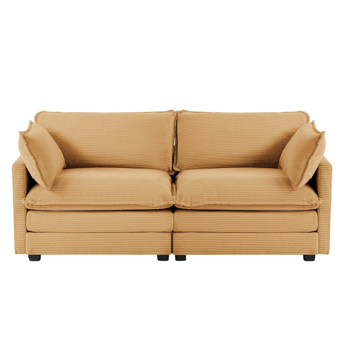 Canapé sectionnel en velours côtelé avec ottomans amovibles & coussins ultra-doux pour salon & chambre