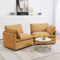 Canapé sectionnel en velours côtelé avec ottomans amovibles & coussins ultra-doux pour salon & chambre