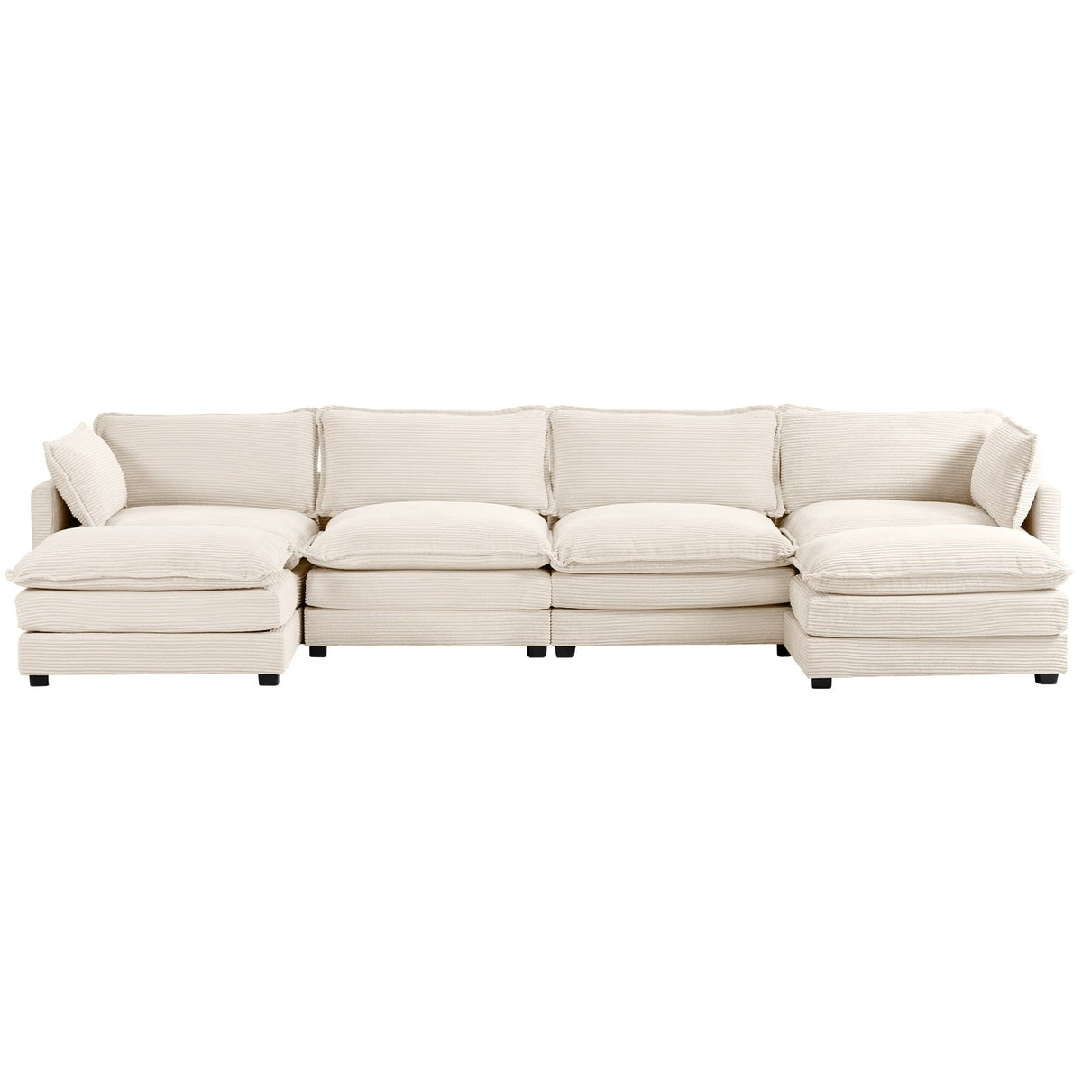 Canapé sectionnel en velours côtelé avec ottomans amovibles & coussins ultra-doux pour salon & chambre