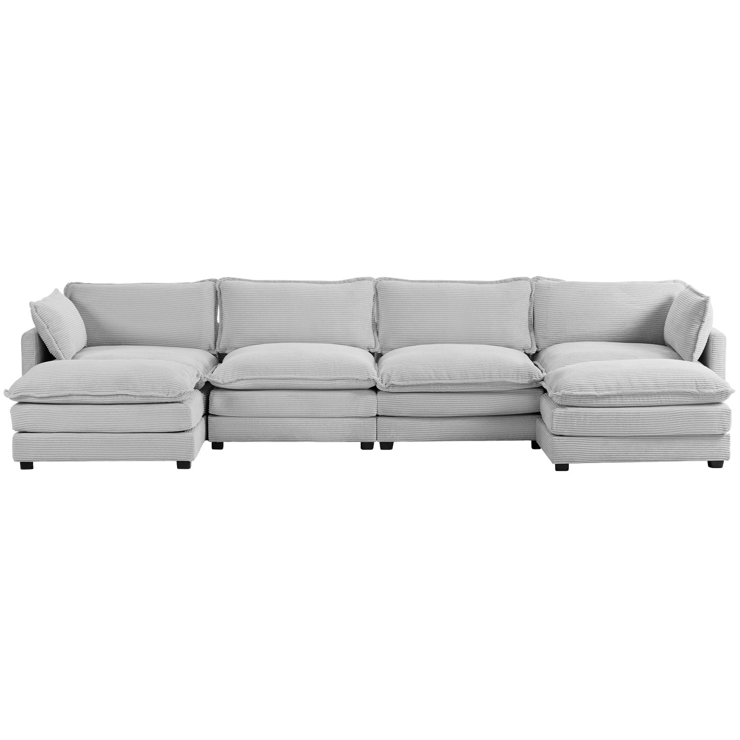 Canapé sectionnel en velours côtelé avec ottomans amovibles & coussins ultra-doux pour salon & chambre