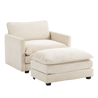 Canapé sectionnel en velours côtelé avec ottomans amovibles & coussins ultra-doux pour salon & chambre
