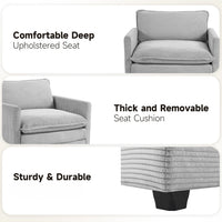 Canapé sectionnel en velours côtelé avec ottomans amovibles & coussins ultra-doux pour salon & chambre