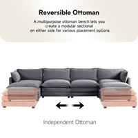 Canapé sectionnel en velours côtelé avec ottomans amovibles & coussins ultra-doux pour salon & chambre