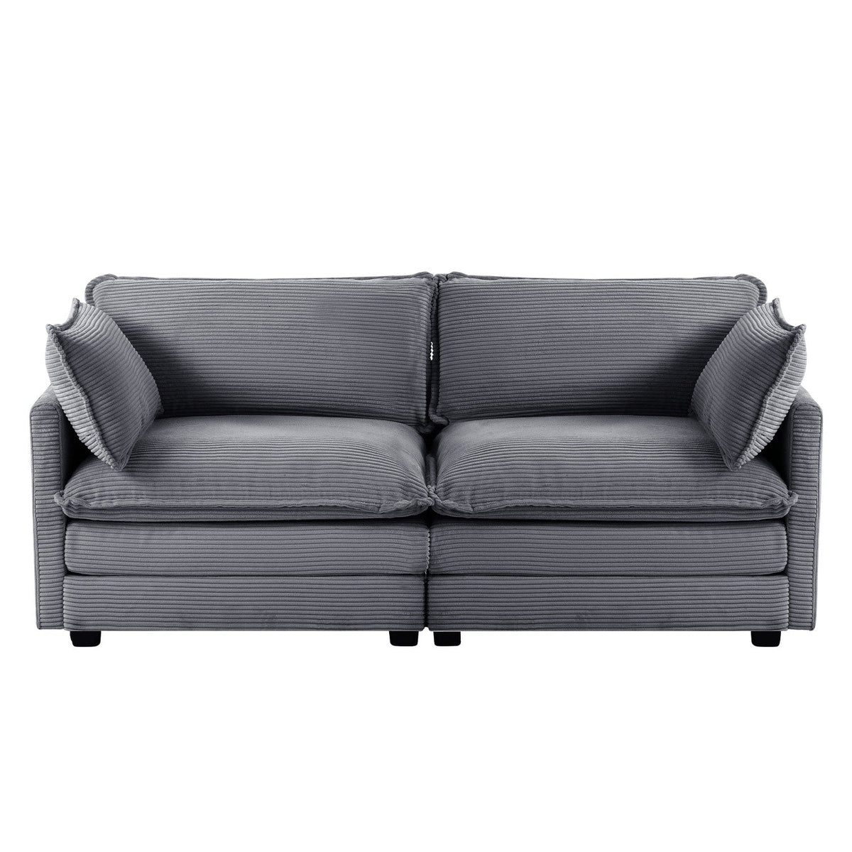 Canapé sectionnel en velours côtelé avec ottomans amovibles & coussins ultra-doux pour salon & chambre
