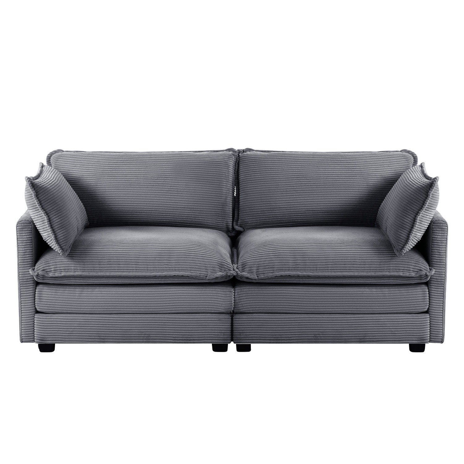 Canapé sectionnel en velours côtelé avec ottomans amovibles & coussins ultra-doux pour salon & chambre
