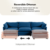 Canapé sectionnel en velours côtelé avec ottomans amovibles & coussins ultra-doux pour salon & chambre