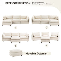 Canapé sectionnel en velours côtelé avec ottomans amovibles & coussins ultra-doux pour salon & chambre