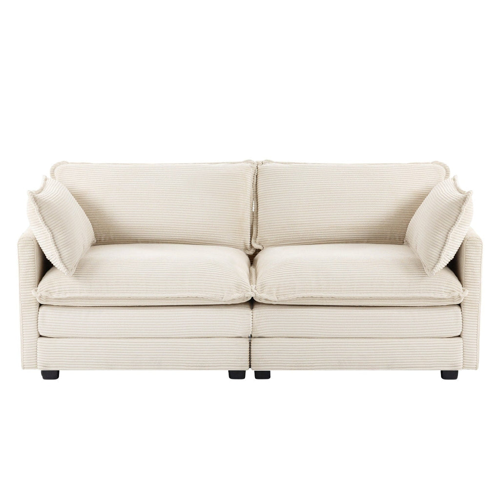 Canapé sectionnel en velours côtelé avec ottomans amovibles & coussins ultra-doux pour salon & chambre