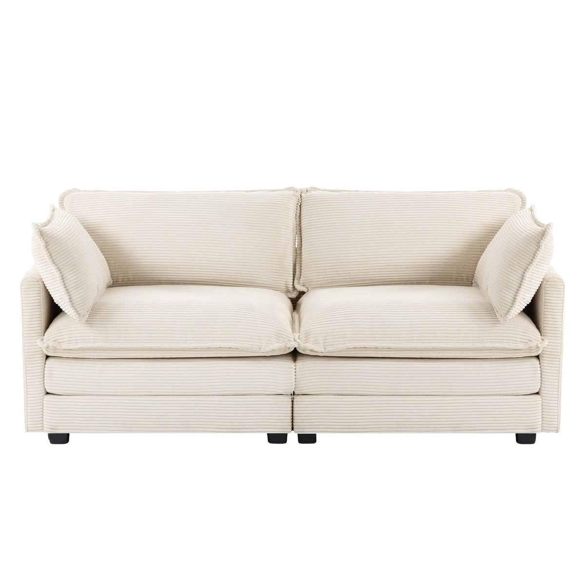 Canapé sectionnel en velours côtelé avec ottomans amovibles & coussins ultra-doux pour salon & chambre