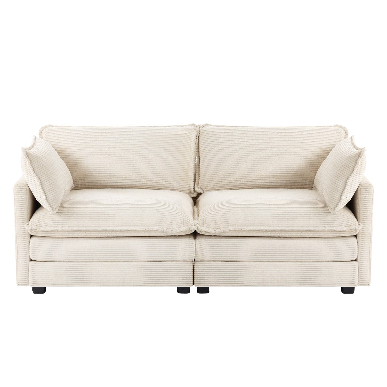 Canapé sectionnel en velours côtelé avec ottomans amovibles & coussins ultra-doux pour salon & chambre