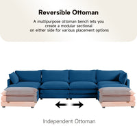 Canapé sectionnel en velours côtelé avec ottomans amovibles & coussins ultra-doux pour salon & chambre