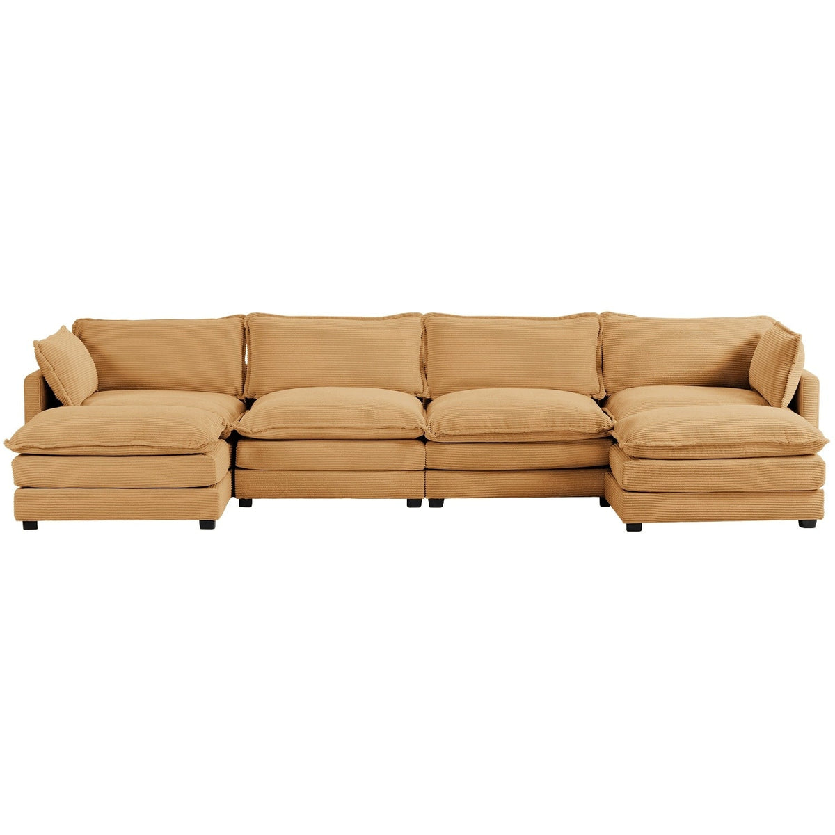 Canapé sectionnel en velours côtelé avec ottomans amovibles & coussins ultra-doux pour salon & chambre