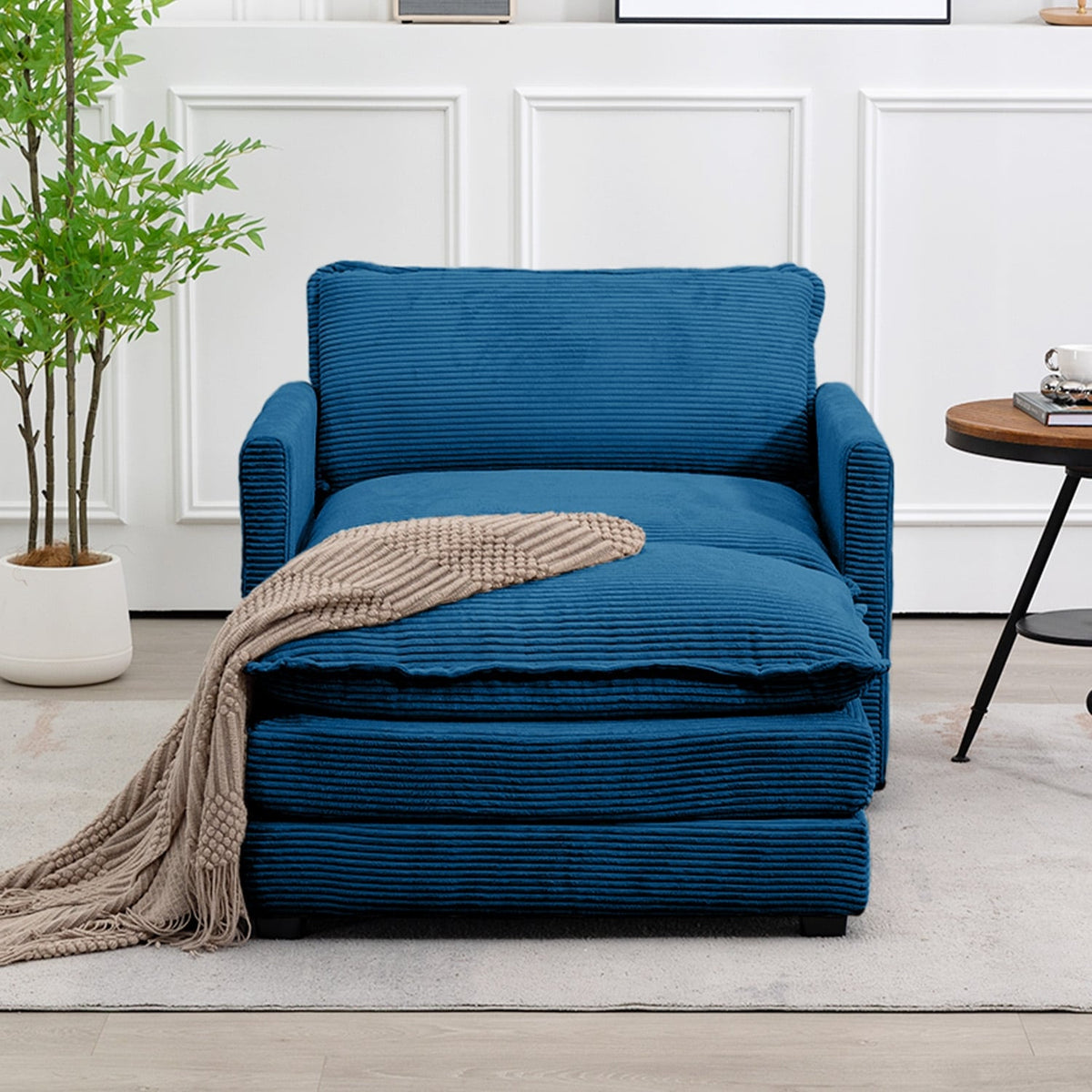Canapé sectionnel en velours côtelé avec ottomans amovibles & coussins ultra-doux pour salon & chambre