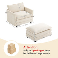 Canapé sectionnel en velours côtelé avec ottomans amovibles & coussins ultra-doux pour salon & chambre