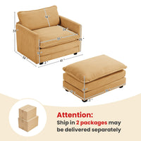 Canapé sectionnel en velours côtelé avec ottomans amovibles & coussins ultra-doux pour salon & chambre