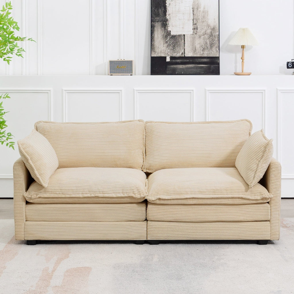 Canapé sectionnel en velours côtelé avec ottomans amovibles & coussins ultra-doux pour salon & chambre