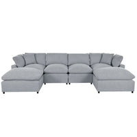 Canapé d'angle moderne en U avec 2 grandes méridiennes et poufs amovibles