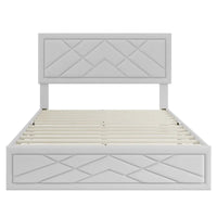 Lit plateforme Queen avec tête de lit et cadre de rangement