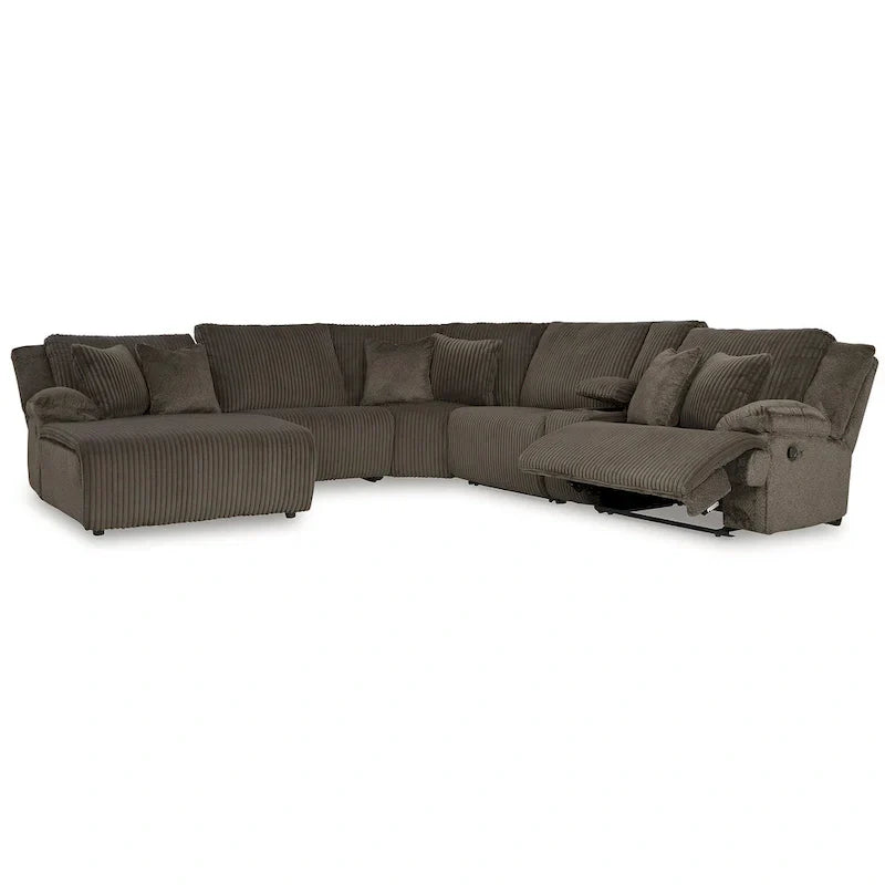 Signature Design by Ashley Canapé d'angle inclinable 6 places avec chaise longue Top Tier marron - 147 L x 134 P x 41 H
