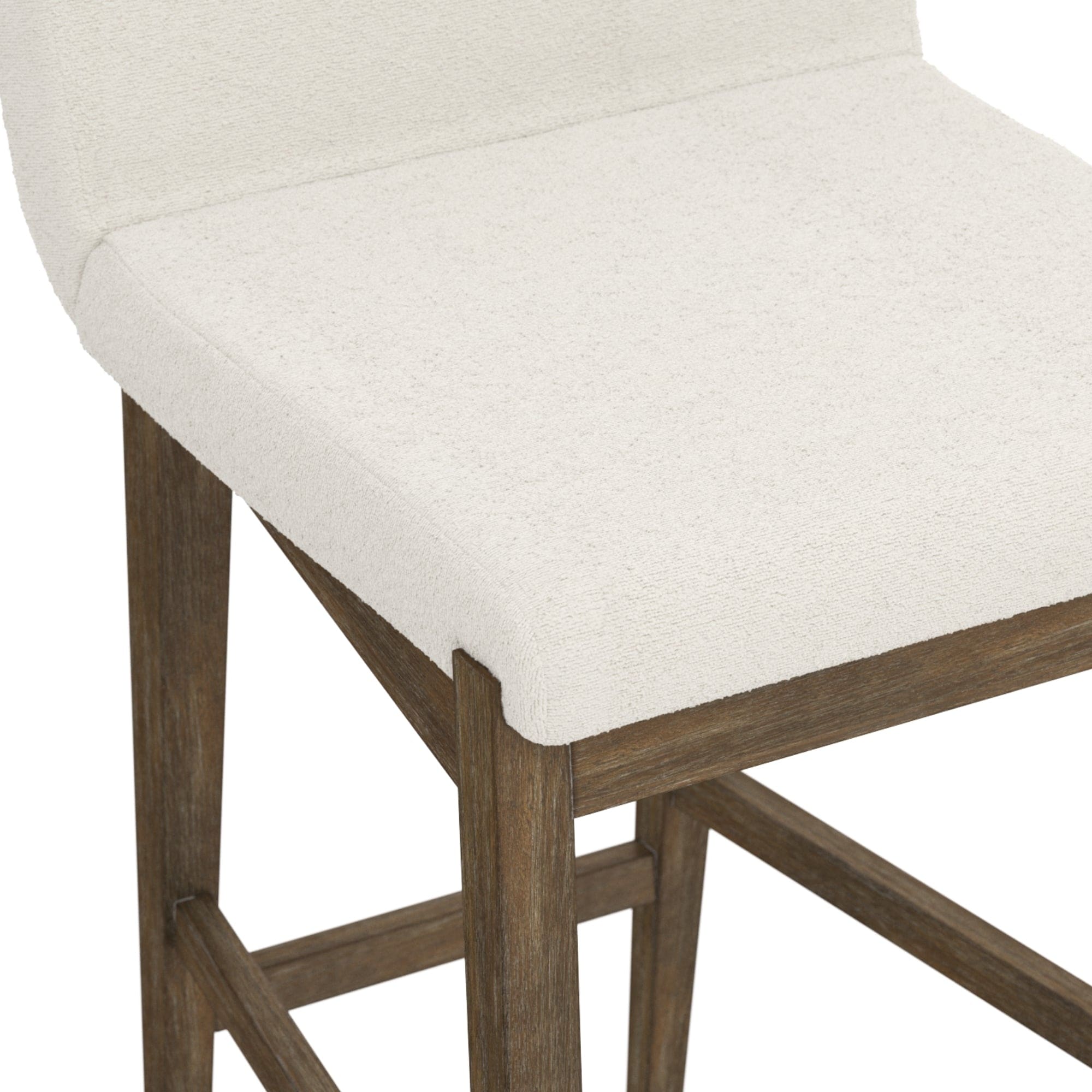 Gracie Tabouret de bar moderne, chaise rembourrée en bouclette et pieds en bois brossé