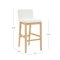 Gracie Tabouret de bar moderne, chaise rembourrée en bouclette et pieds en bois brossé