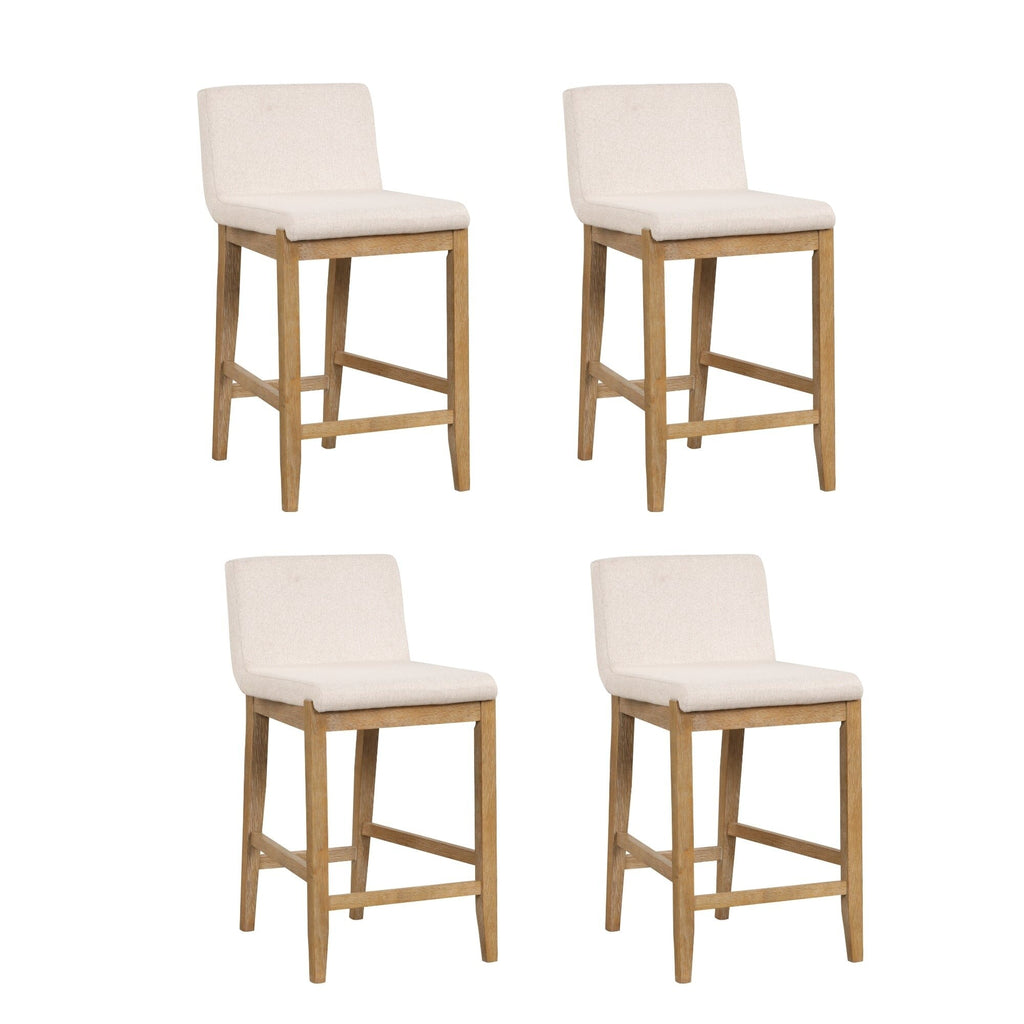 Gracie Tabouret de bar moderne, chaise rembourrée en bouclette et pieds en bois brossé