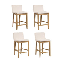 Gracie Tabouret de bar moderne, chaise rembourrée en bouclette et pieds en bois brossé