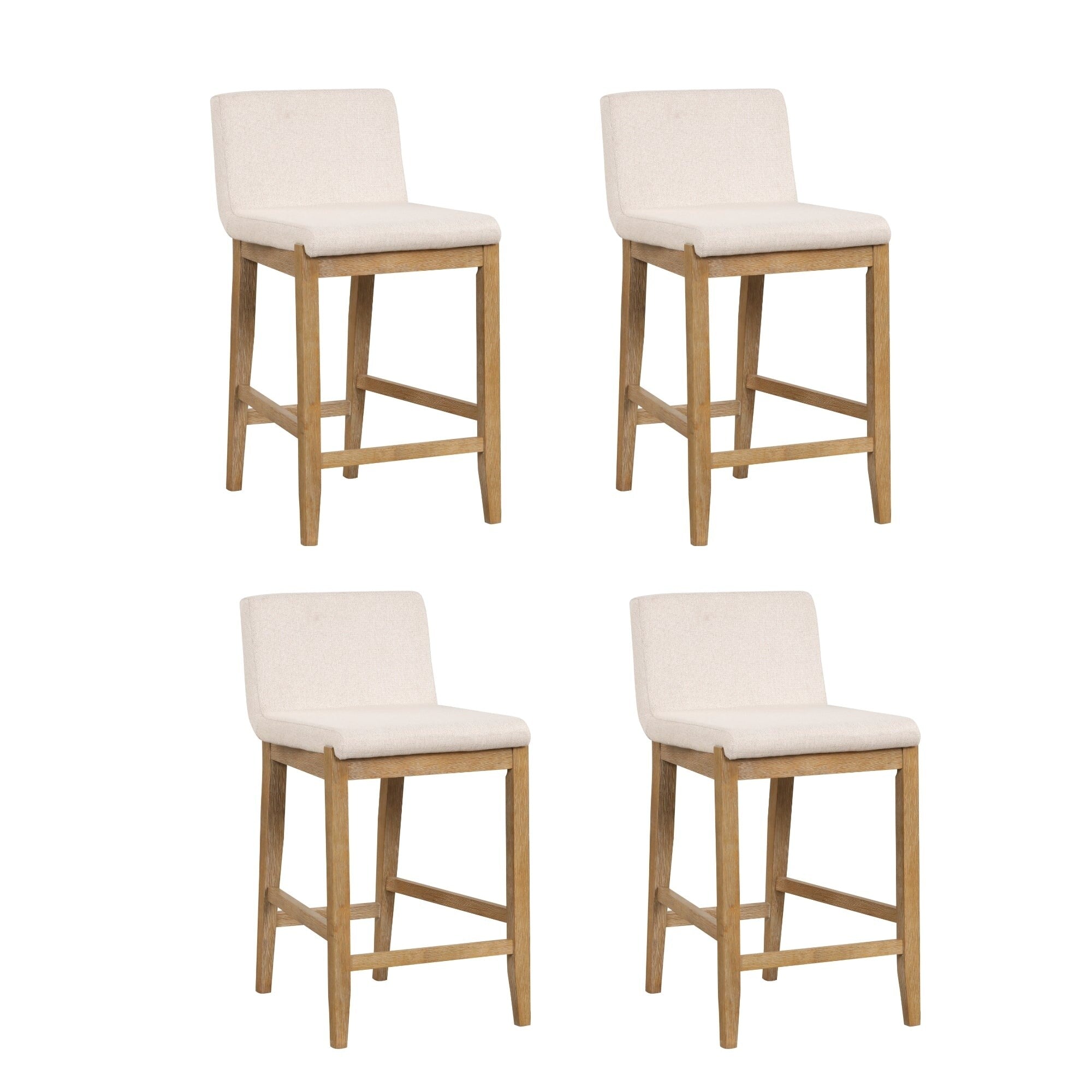 Gracie Tabouret de bar moderne, chaise rembourrée en bouclette et pieds en bois brossé
