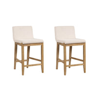 Gracie Tabouret de bar moderne, chaise rembourrée en bouclette et pieds en bois brossé