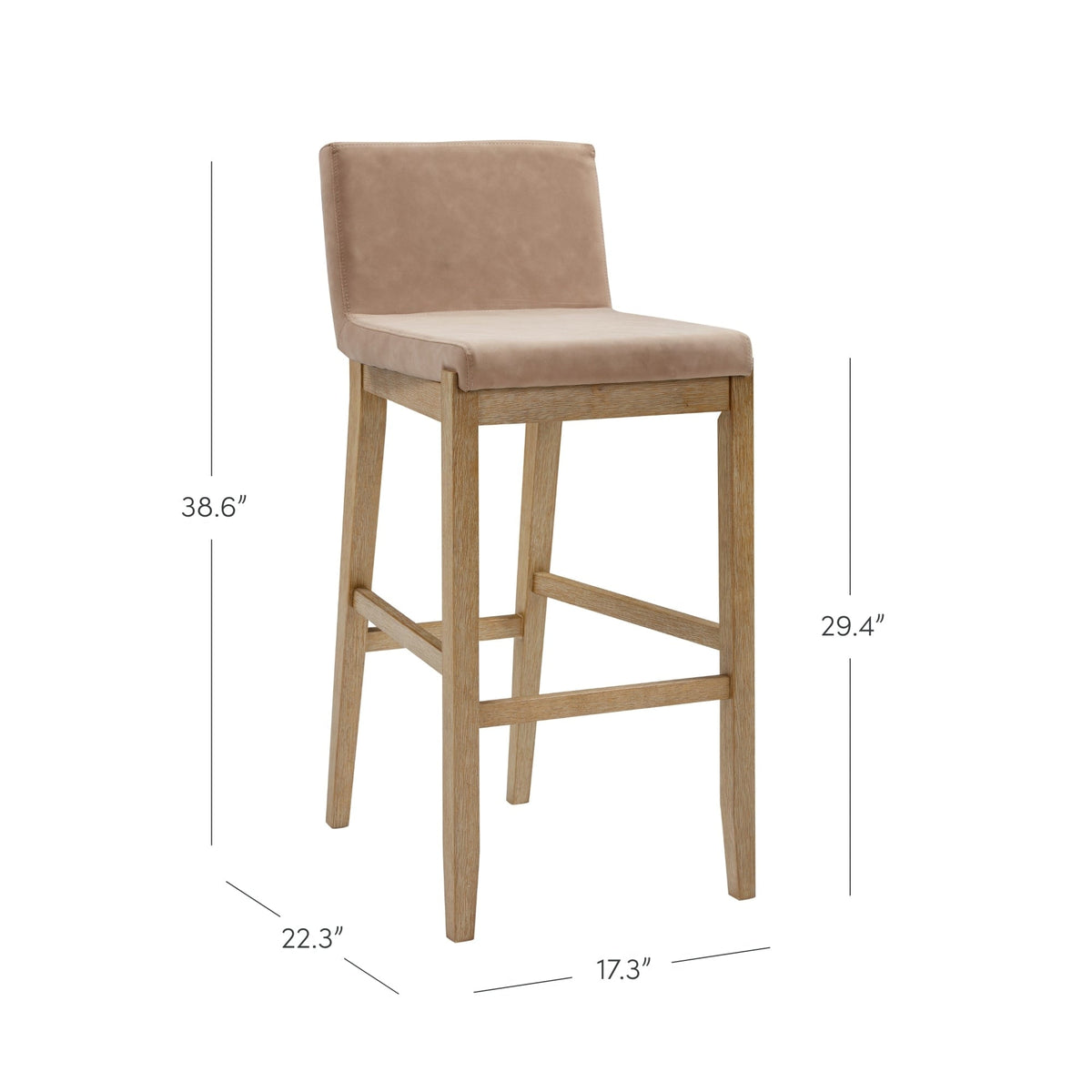 Gracie Tabouret de bar moderne, chaise rembourrée en bouclette et pieds en bois brossé