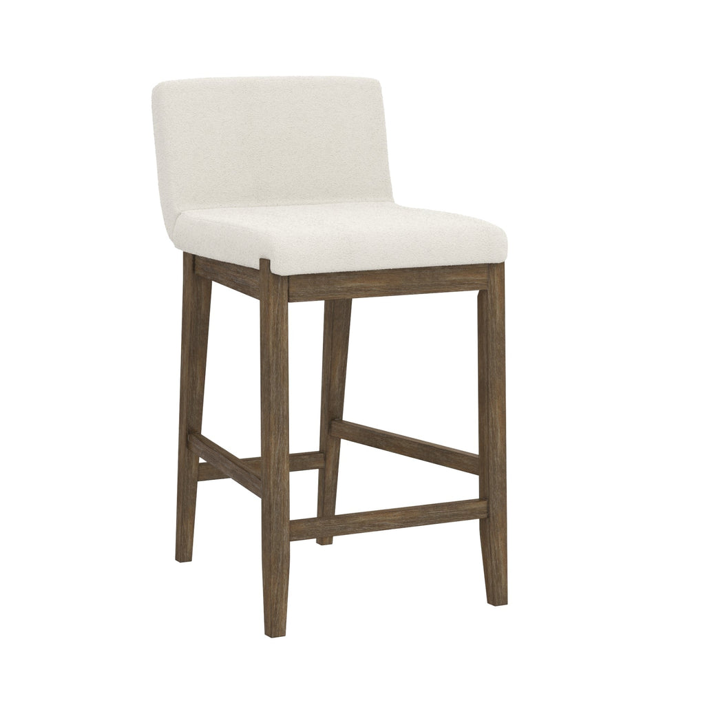 Gracie Tabouret de bar moderne, chaise rembourrée en bouclette et pieds en bois brossé