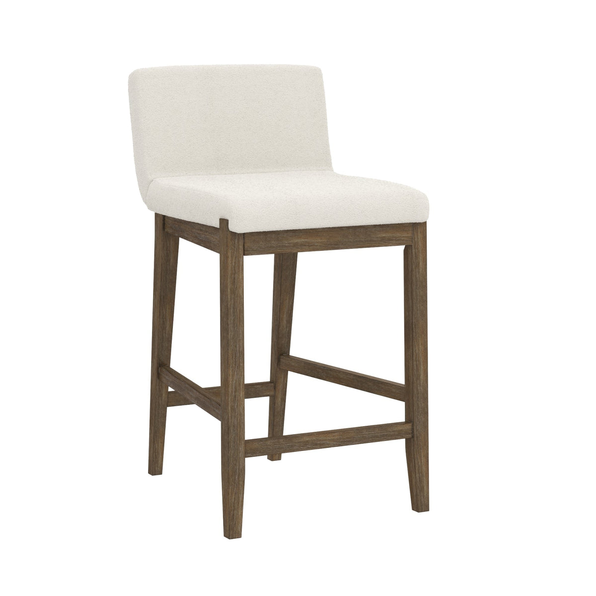 Gracie Tabouret de bar moderne, chaise rembourrée en bouclette et pieds en bois brossé