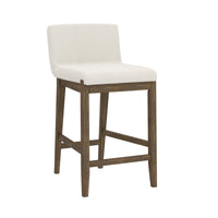 Gracie Tabouret de bar moderne, chaise rembourrée en bouclette et pieds en bois brossé